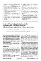 Analysis of pure lead and lead alloys for the automotive leadacid battery industry by inductively coupled argon plasma emission spectroscopy