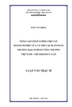 Nâng cao chất lượng cho vay doanh nghiệp vừa và nhỏ tại ngân hàng thương mại cổ phần công thương việt nam   chi nhánh cửa lò