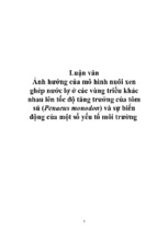 ảnh hưởng của mô hình nuôi xen ghép nước lợ ở các vùng triều khác nhau lên tốc độ tăng trưởng của tôm sú (penaeus monodon) và sự biến động của một số yếu tố môi trường