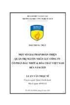 Một số giải pháp hoàn thiện quản trị nguồn nhân lực công ty cổ phần dầu nhớt & hóa chất việt nam đến năm 2020