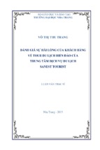 đánh giá sự hài lòng của khách hàng về tour du lịch biển đảo của trung tâm dịch vụ du lịch sanest tourist
