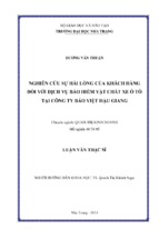 Nghiên cứu sự hài lòng của khách hàng đối với dịch vụ bảo hiểm vật chất xe ô tô tại công ty bảo việt hậu giang