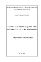 Luận án tiến sĩ văn hóa học văn hóa vùng biển đảo quảng ninh (qua nghiên cứu các lễ hội truyền thống)