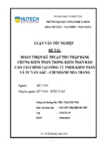 Hoàn thiện kỹ thuật thu thập bằng chứng kiểm toán trong kiểm toán báo cáo tài chính tại công ty tnhh kiểm toán và tv a&c chi nhánh nha trang