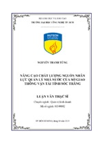 Nâng cao chất lượng nguồn nhân lực quản lý nhà nước của sở giao thông vận tải tình sóc trăng