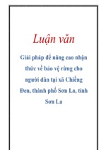 Giải pháp để nâng cao nhận thức về bảo vệ rừng cho người dân tại xã chiềng đen, thành phố sơn la, tỉnh sơn la