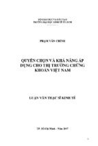 Quyền chọn và khả năng áp dụng cho thị trường chứng khoán việt nam