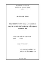 Phát triển nguồn nhân lực cho các doanh nghiệp thủy sản tại kiên giang đến năm 2020