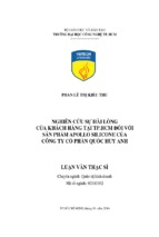 Nghiên cứu sự hài lòng của khách hàng tại thành phố hồ chí minh đối với sản phẩm apollo silicone của công ty cổ phần quốc huy anh