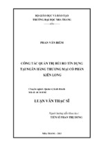 Công tác quản trị rủi ro tín dụng tại ngân hàng thương mại cổ phần kiên long