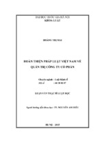 Tóm tắt luận văn thạc sĩ luật họchoàn thiện pháp luật việt nam về quản trị công ty cổ phần