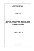 Nâng cao năng lực cạnh tranh của ngân hàng nông nghiệp và phát triển nông thôn, chi nhánh kiên giang