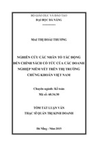 Tóm tắt luận văn thạc sĩ quản trị kinh doanh nghiên cứu các nhân tố tác động đến chính sách cổ tức của các doanh nghiệp niêm yết trên thị trường chứng khoán việt nam