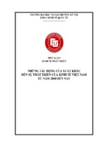 Những tác động của xuất khẩu đến sự phát triền kinh tế ở việt nam từ năm 2008 đến nay