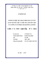 đánh giá hiệu quả hoạt động đầu tư sản xuất nguyên liệu và thu mua nguyên liệu của công ty cổ phần mía đường lam sơn