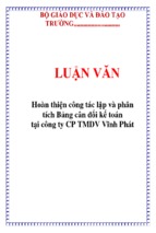 Hoàn thiện công tác lập và phân tích bảng cân đối kế toán tại công ty cp tmdv vĩnh phát