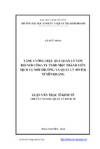 Tăng cường hiệu quả quản lý vốn đối với công ty tnhh một thành viên dịch vụ môi trường và quản lý đô thị tuyên quang