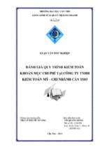 đánh giá quy trình kiểm toán khoản mục chi phí tại công ty tnhh kiểm toán mỹ   chi nhánh cần thơ