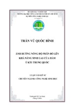 ảnh hưởng nồng độ phân bõ lên khả năng sinh gas của hầm ủ kt1 trung quốc