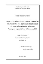 Nghiên cứu đánh giá chất lượng tinh trùng và ảnh hưởng của một số yếu tố lên hoạt lực tinh trùng cá chẽm mõm nhọn psammoperca waigiensis (cuvier & valencienes, 1828)