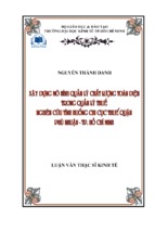 Xây dựng mô hình quản lý chất lượng toàn diện trong quản lý thuế