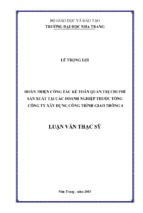 Hoàn thiện công tác kế toán quản trị chi phí sản xuất tại các doanh nghiệp thuộc tổng công ty xây dựng công trình giao thông 4