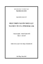 Tóm tắt luận văn thạc sĩ kinh tế phát triển nguồn nhân lực ngành y tế tỉnh đắk lắk