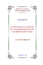 Gia tăng nguồn lực tài chính cho đầu tư phát triển kinh tế tỉnh kiên giang định hướng đến năm 2020