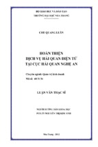 Hoàn thiện dịch vụ hải quan điện tử tại cục hải quan nghệ an