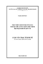 Luận án tiến sĩ phát triển kinh tế hộ nông dân ở huyện phú lương trong tiến trình hội nhập kinh tế quốc tế