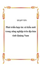 Phát triển hợp tác xã kiểu mới trong nông nghiệp trên địa bàn tỉnh quảng nam