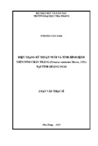 Hiện trạng kỹ thuật nuôi và tình hình bệnh trên tôm chân trắng (penaeus vannamei boone, 1931) tại tỉnh quảng ngãi