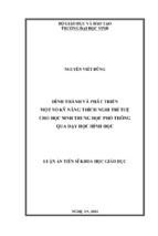 Hình thành và phát triển một số kỹ năng thích nghi trí tuệ cho học sinh trung học phông qua dạy học hình học