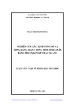 Nghiên cứu xác định tổng số và tổng dạng asen trong một số hải sản bằng phương pháp trắc quang