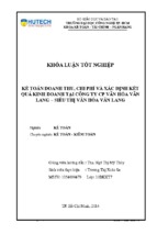 Kế toán doanh thu, chi phí và xác định kết quả kinh doanh tại công ty cổ phần văn hóa văn lang siêu thị văn hóa văn lang