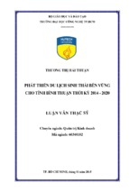 Phát triển du lịch sinh thái bền vững cho tỉnh bình thuận thời 2014 2020