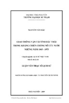 Giao thông vận tải tỉnh bắc thái trong kháng chiến chống mĩ cứu nước những năm 1965   1975