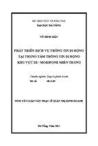 Tóm tắt luận văn thạc sĩ phát triển dịch vụ thông tin di động tại trung tâm thông tin di động khu vực iii   mobifone miền trung