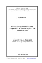 Tăng cường quản lý tài chính tại bệnh viện đa khoa huyện gia lộc tỉnh hải dương