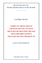 Nghiên cứu những nhân tố ảnh hưởng đến việc xây dựng chuẩn mực kế toán