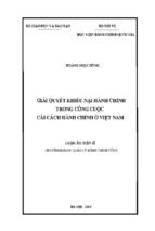 Luận án tiến sĩ quản lý hành chính công giải quyết khiếu nại hành chính trong công cuộc cải cách hành chính ở việt nam