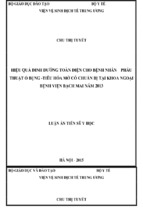 Hiệu quả dinh dưỡng toàn diện cho bệnh nhân phẫu thuật ổ bụng – tiêu hóa mở có chuẩn bị tại khoa ngoại bệnh viện bạch mai năm 2013