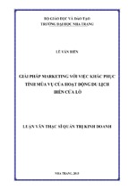 Giải pháp marketing với việc khắc phục tính mùa vụ của hoạt động du lịch biển cửa lò