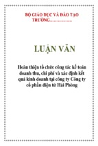 Hoàn thiện tổ chức công tác kế toán doanh thu, chi phí và xác định kết quả kinh doanh tại công ty công ty cổ phần điện tử hải phòng