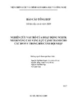 Nghiên cứu vai trò của hoạt động nc&tk nhằm nâng cao năng lực cạnh tranh cho các dnnvv trong bối cảnh hội nhập