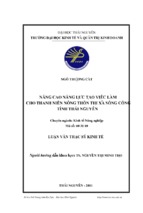 Nâng cao năng lực tạo việc làm cho thanh niên nông thôn thị xã sông công tỉnh thái nguyên