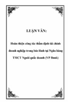 Hoàn thiện công tác thẩm định tài chính doanh nghiệp trong bảo lãnh tại ngân hàng tmct ngoài quốc doanh (vp bank)