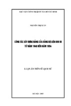 Công tác xây dựng đảng của đảng bộ liên khu iii từ năm 1948 đến năm 1954