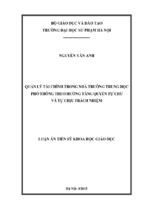 Quản lý tài chính trong nhà trường trung học phổ thông theo định hướng tăng quyền tự chủ và tự chịu trách nhiệm