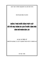 Quản lý nhà nước bằng pháp luật đối với hoạt động du lịch ở nước cộng hòa dân chủ nhân dân lào